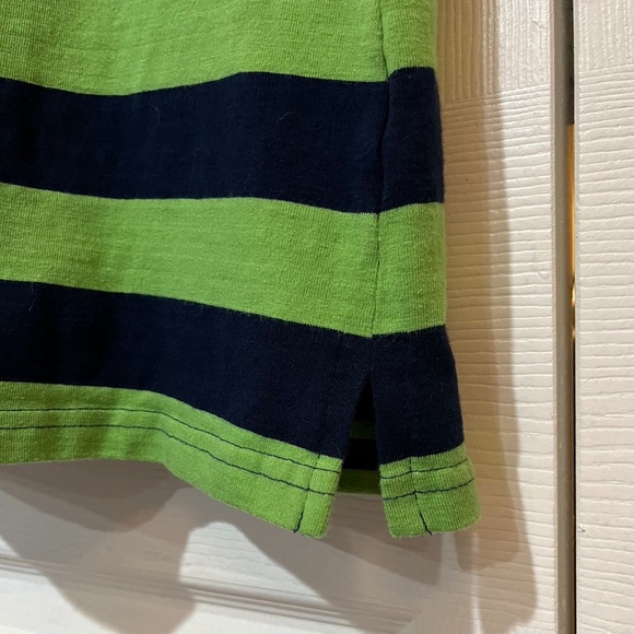 Juicy Couture long tunic top. Green/Navy stripes with white collar. Size M. - Picture 7 of 9